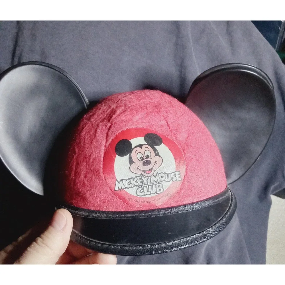 Vintage Walt Disney Mickey Mouse Club Red Felt Ear Hat Bobby Embroidery